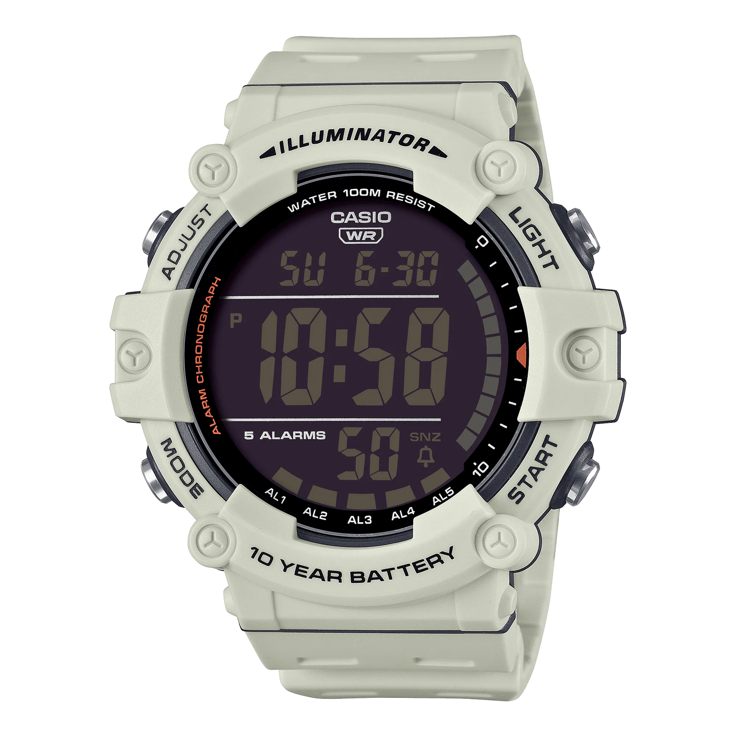 Reloj Casio AE-1500WH-8B2V Digital para Hombre Alarma Fecha Luz Correa de Resina Militar