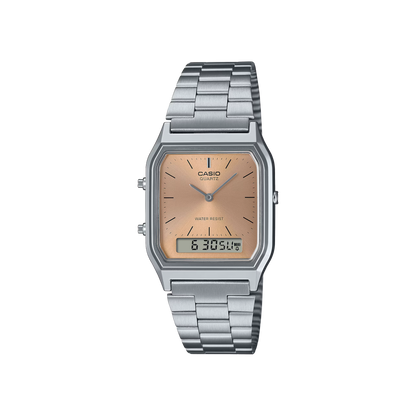 Casio AQ-230A-4AMQY – Estilo retro con un toque vibrante de color naranja