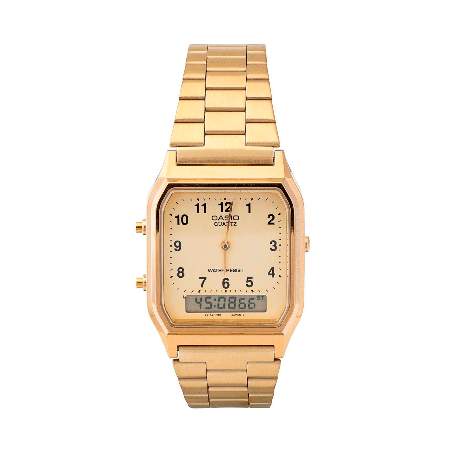 Casio AQ-230GA-9BMQ con Numeros – Elegancia dorada con tecnología retro
