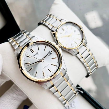 Set de Relojes Casio MTP-1183G-7A y LTP-1183G-7A – Elegancia Clásica en Acero Bicolor para Parejas