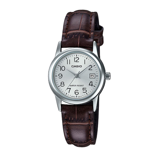 Reloj Casio LTP-V002L-7B2 – Elegancia Clásica con Correa de Cuero para Mujer