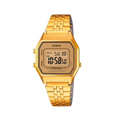 Reloj Casio LA680WGA-9D para Dama – Diseño Digital Retro en Acabado Dorado