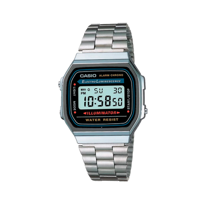 Reloj Casio A168WA-1W – Clásico Digital Plateado con Estilo Retro
