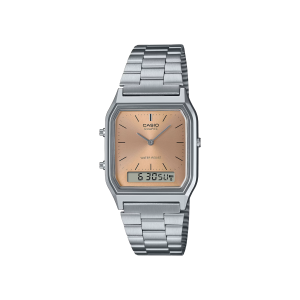 Reloj Casio AQ-230A-4AMQY para Hombre – Estilo Retro con Pantalla Dual y Carátula Burdeos
