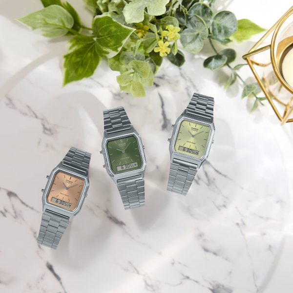 Relojes Casio AQ-230 análogo digital en colores metálicos