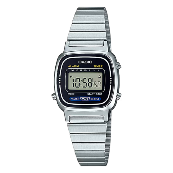 Reloj Casio Plateado Negro LA670WA |