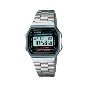 Reloj Casio A168WA-1W – Clásico Digital Plateado con Estilo Retro