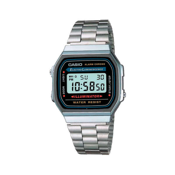Reloj Casio A168WA-1W – Clásico Digital Plateado con Estilo Retro
