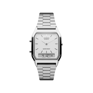 Reloj Casio AQ‑230A‑7DMQ unisex analógico digital plateado