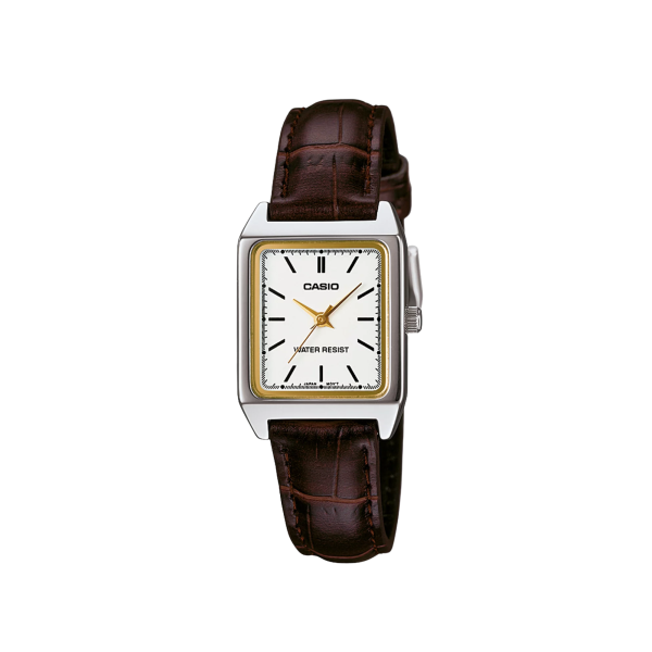Casio LTP-V007L-7E2 – Reloj Análogo Clásico de Mujer con Correa de Cuero Marrón