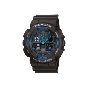 Reloj Casio G-SHOCK GA-100-1A2 Negro con Azul – Analógico-Digital Resistente