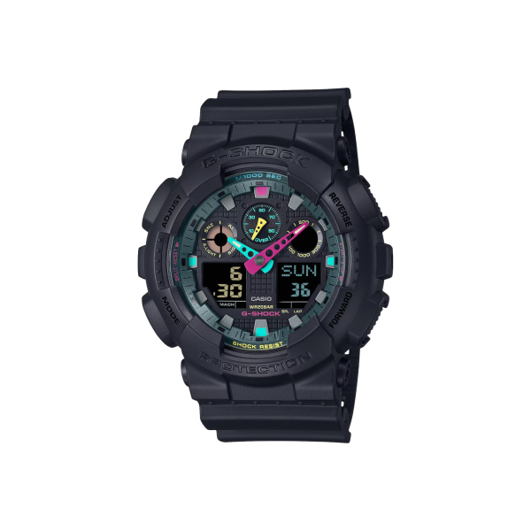 Reloj Casio G-SHOCK GA-100MF-1A Negro con Detalles Metálicos – Analógico-Digital