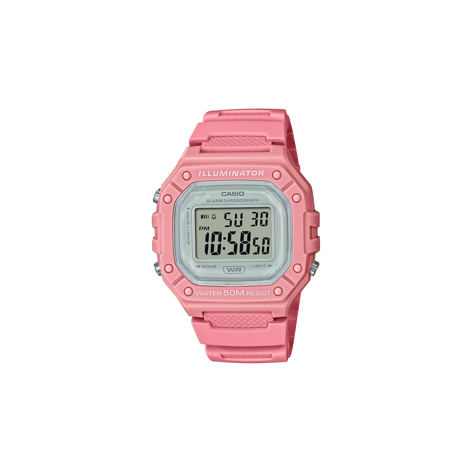 Reloj Casio W-218HC-4A2B Unisex — Digital Deportivo Rosa / Resina – Casio Perú Reloj Casio W-218HC-4A Rosa Unisex digital resistente al agua