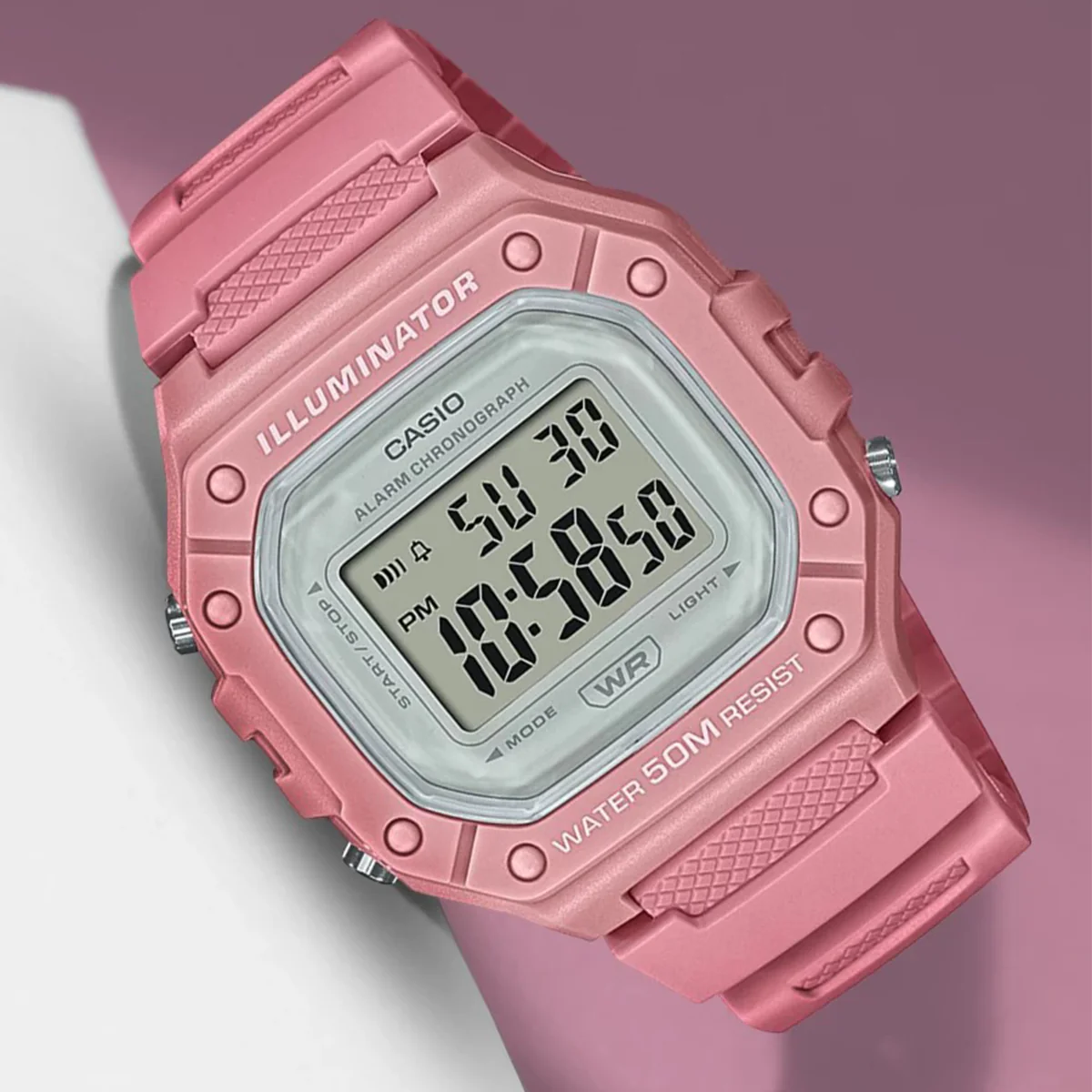 Reloj Casio W-218HC-4A2B Unisex — Digital Deportivo Rosa / Resina – Casio Perú Reloj Casio W-218HC-4A2B Unisex — Digital Deportivo Rosa / Resina - Imagen 2