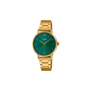 Novedades – Casio Perú Reloj Casio LTP-VT02G-3AUDF original mujer elegante moderno dorado con esfera verde