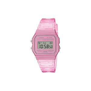 Reloj Casio F‑91WS‑4DF Unisex en resina rosa transparente