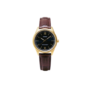 Reloj Casio LTP-V005GL-1B2UDF para Mujer en acero inoxidable dorado con esfera negra