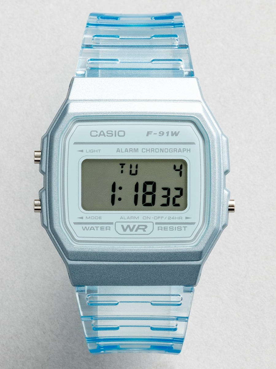 Reloj Casio F-91WS-2 Unisex Transparente Azul — Digital Retro Resistente al Agua – Casio Perú Reloj Casio F-91WS-2 Unisex Transparente Azul — Digital Retro Resistente al Agua - Imagen 3
