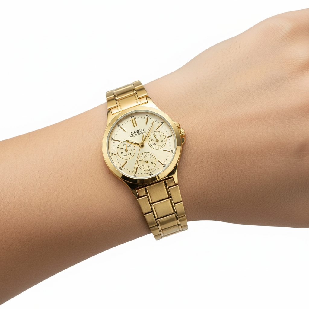 Reloj Casio LTP-V300G-9AUDF Mujer — Clásico Elegante en Acero Inoxidable Dorado – Casio Perú Reloj Casio LTP-V300G-9AUDF Mujer — Clásico Elegante en Acero Inoxidable Dorado - Imagen 2