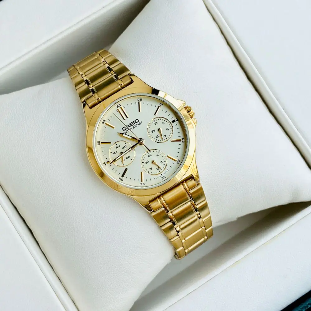 Reloj Casio LTP-V300G-9AUDF Mujer — Clásico Elegante en Acero Inoxidable Dorado – Casio Perú Reloj Casio LTP-V300G-9AUDF Mujer — Clásico Elegante en Acero Inoxidable Dorado - Imagen 3