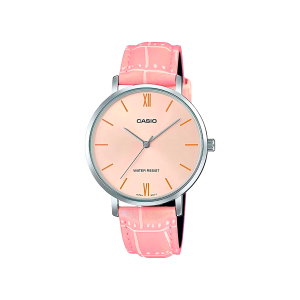 Reloj Casio LTP-VT01L-4BUDF para mujer con correa de cuero rosa