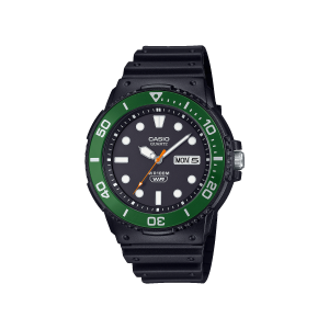 Reloj Casio MRW‑230H‑1E3 negro con bisel verde deportivo