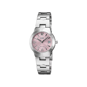 Reloj Casio LTP‑1241D‑4A3 acero inoxidable esfera rosada mujer
