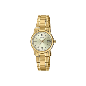 Reloj Casio LTP‑V002G‑9B3 dorado elegante mujer