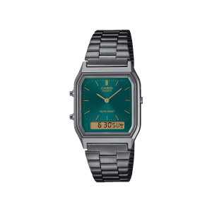 Reloj Casio AQ‑230EGG‑3ADF dorado con esfera verde vintage
