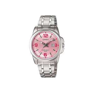 Reloj Casio LTP‑1314D‑5AV plateado con esfera marrón