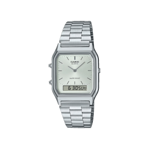 Reloj Casio AQ‑230A‑7AMQY analógico digital plateado vintage