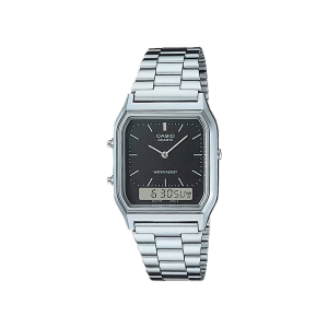 Reloj Casio AQ‑230A‑1DMQ negro analógico digital vintage