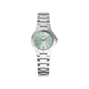 Reloj Casio LTP‑1177A‑3ADF mujer plateado con esfera verde