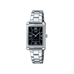 Reloj Casio LTP‑1234DD‑1ADF mujer plateado con esfera negra