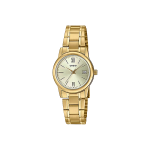 Reloj Casio LTP‑V002G‑9B3UDF mujer dorado con esfera champagne