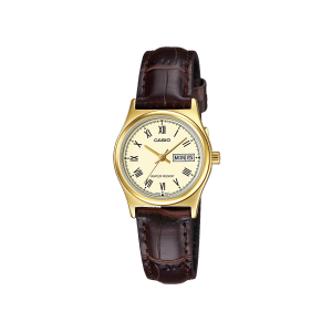 Reloj Casio LTP‑V006GL‑9BUDF mujer dorado con correa de cuero y esfera champagne