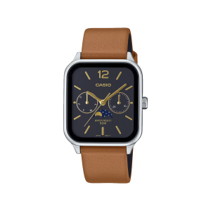 Reloj Casio MTP‑M305L‑1AVDF para Hombre — Fase Lunar con Correa de Cuero Marrón