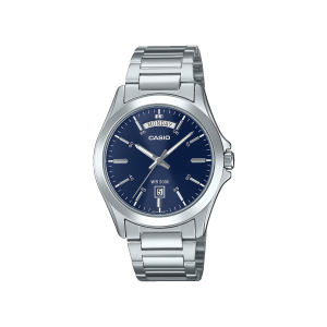 Reloj Casio MTP-1370D-2A2V plateado con esfera azul
