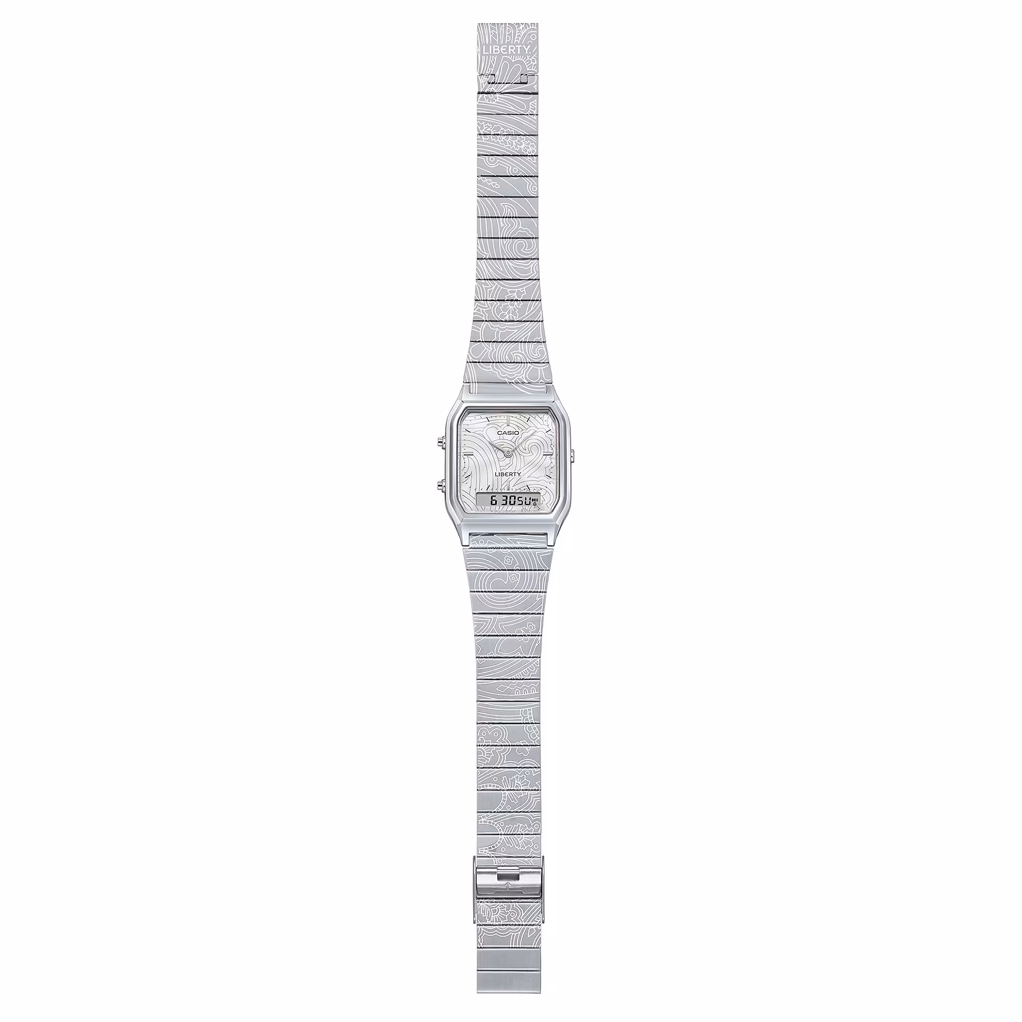 Reloj Casio Vintage x Liberty AQ-230ELT-7A Edición Limitada Plateado Ana-Digi – Casio Perú Reloj Casio Vintage x Liberty AQ-230ELT-7A Edición Limitada Plateado Ana-Digi - Imagen 3