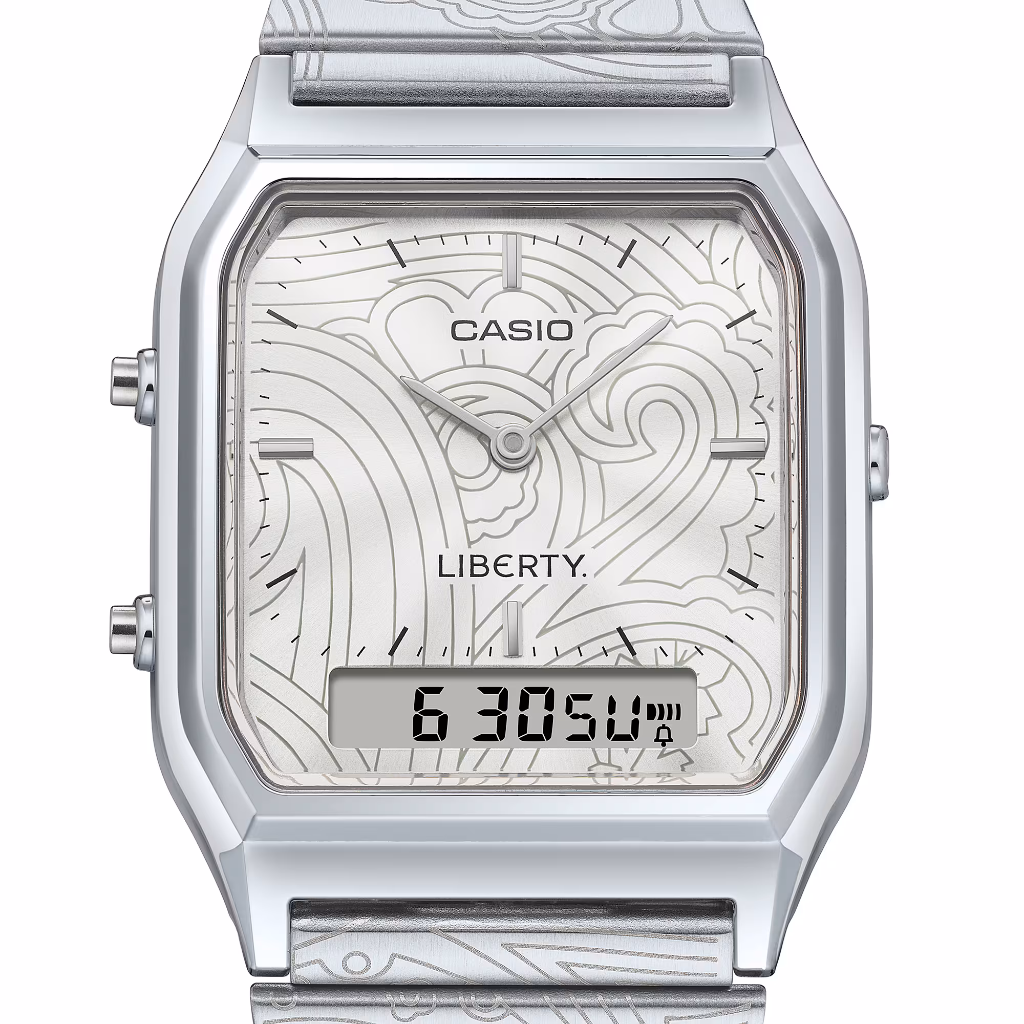 Reloj Casio Vintage x Liberty AQ-230ELT-7A Edición Limitada Plateado Ana-Digi – Casio Perú Reloj Casio Vintage x Liberty AQ-230ELT-7A Edición Limitada Plateado Ana-Digi - Imagen 5