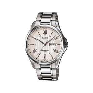 Reloj Casio MTP-1384D-7A esfera blanca números romanos acero inoxidable