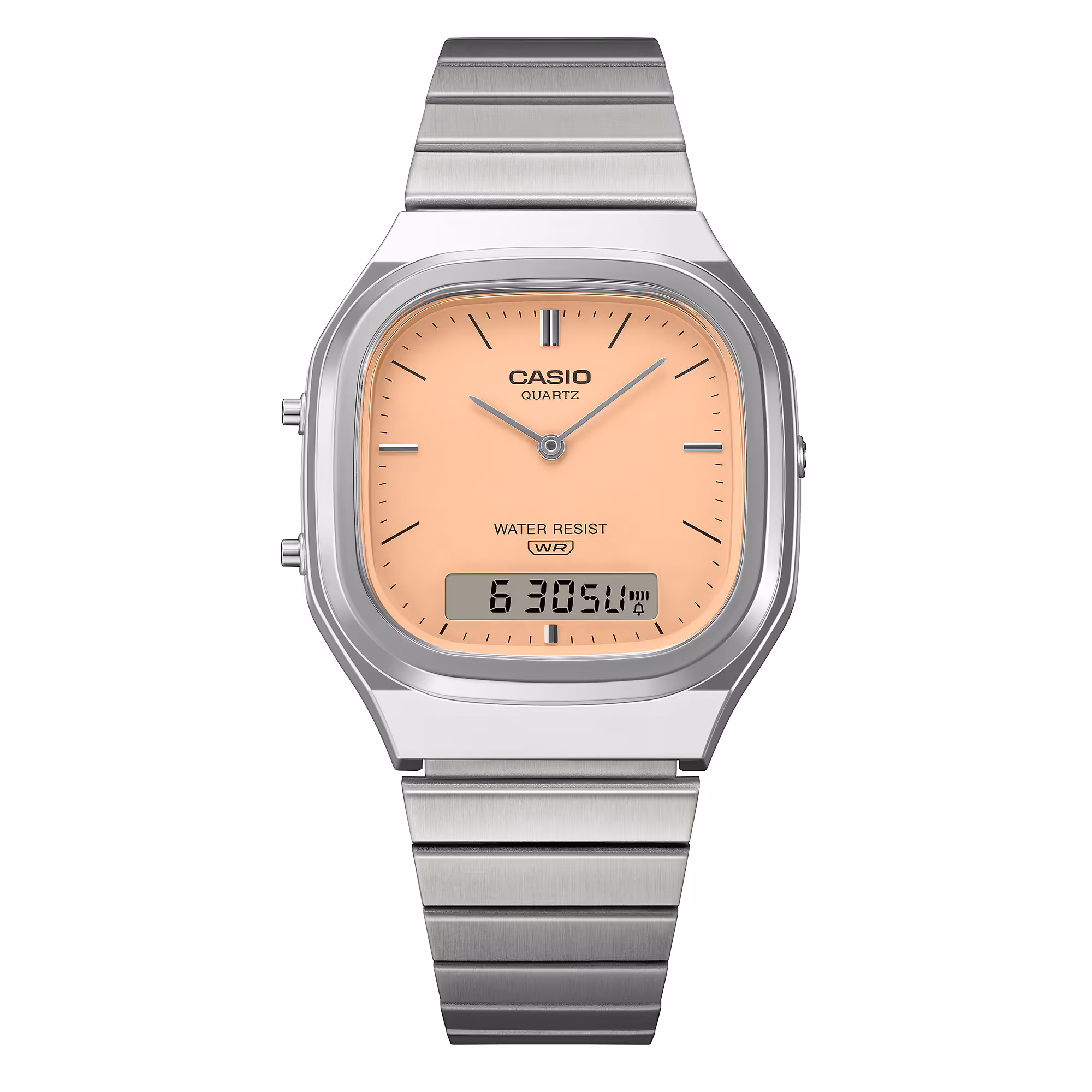 Reloj Casio Vintage AQ-240E-4A Unisex – Rosa Salmón Analógico Digital Acero – Casio Perú Reloj Casio Vintage AQ-240E-4A Unisex – Rosa Salmón Analógico Digital Acero - Imagen 6