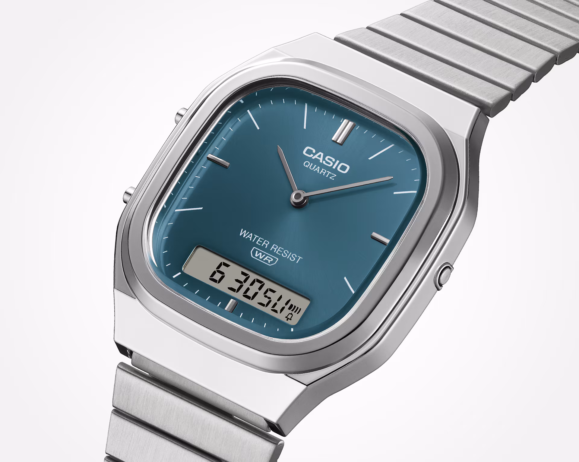 Reloj Casio Vintage AQ-240E-3A Unisex – Turquesa Analógico Digital Acero – Casio Perú Reloj Casio Vintage AQ-240E-3A Unisex – Turquesa Analógico Digital Acero - Imagen 5