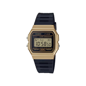 Casio F-91WM-9ADF reloj digital negro dorado original