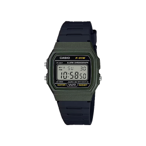 Casio F-91WM-3ADF reloj digital negro verde original