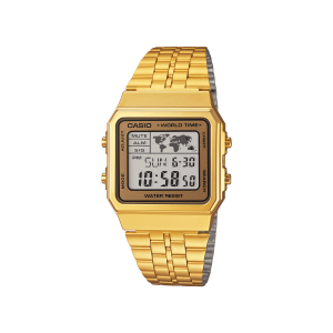 Reloj Casio Vintage A500WGA-9DF digital dorado con mapa mundial