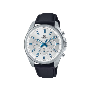 Reloj Casio Edifice EFV-650L-7AVUDF hombre cronógrafo plateado cuero azul