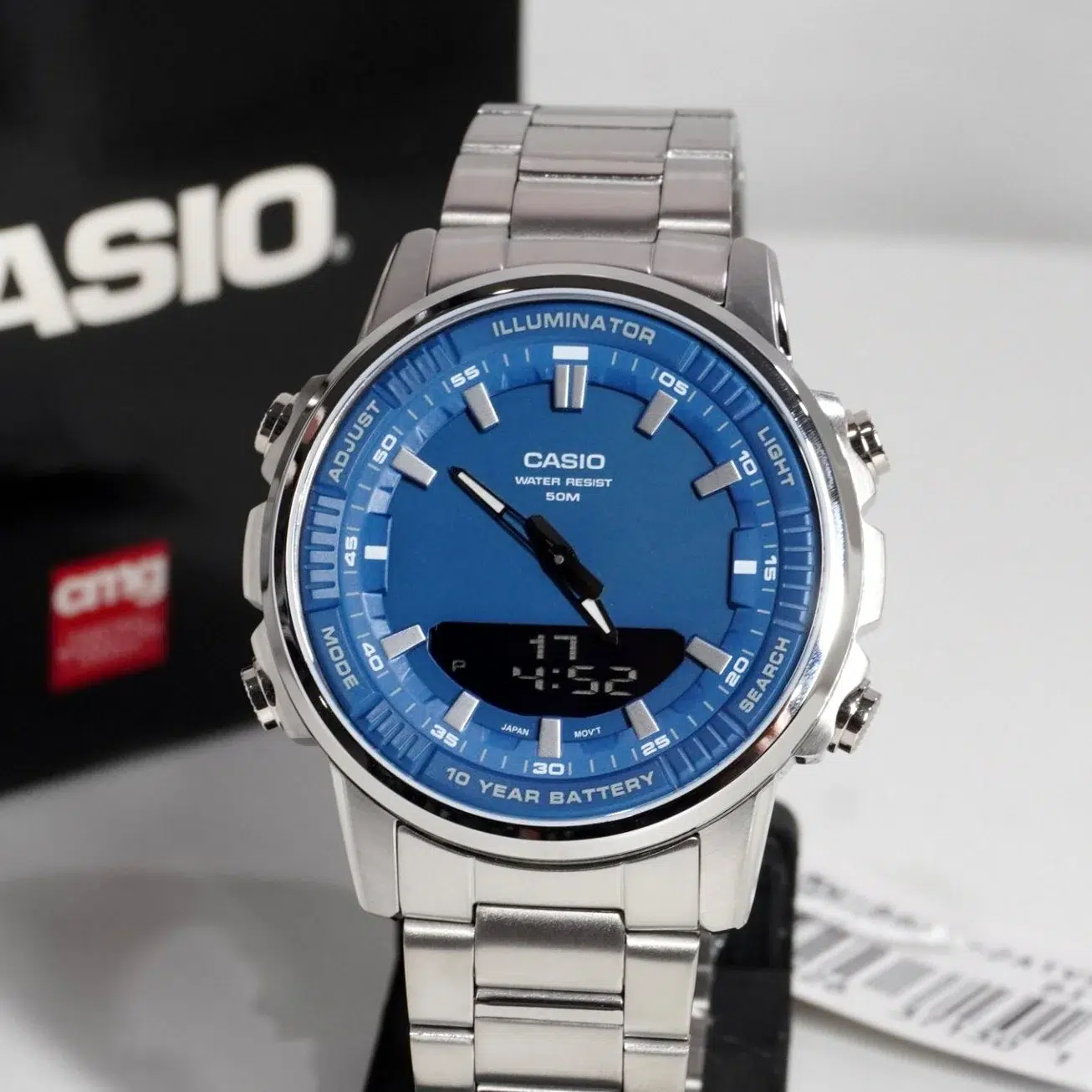 Reloj Casio AMW-880D-2A1VDF Hombre – Analógico Digital Acero Azul Batería 10 Años 50M – Casio Perú Reloj Casio AMW-880D-2A1VDF Hombre – Analógico Digital Acero Azul Batería 10 Años 50M - Imagen 2