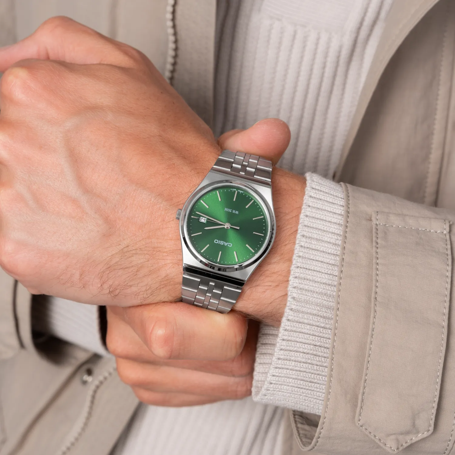 Reloj Casio MTP-B145D-3AVDF Hombre – Esfera Verde Acero 50M – Casio Perú Reloj Casio MTP-B145D-3AVDF Hombre – Esfera Verde Acero 50M - Imagen 3