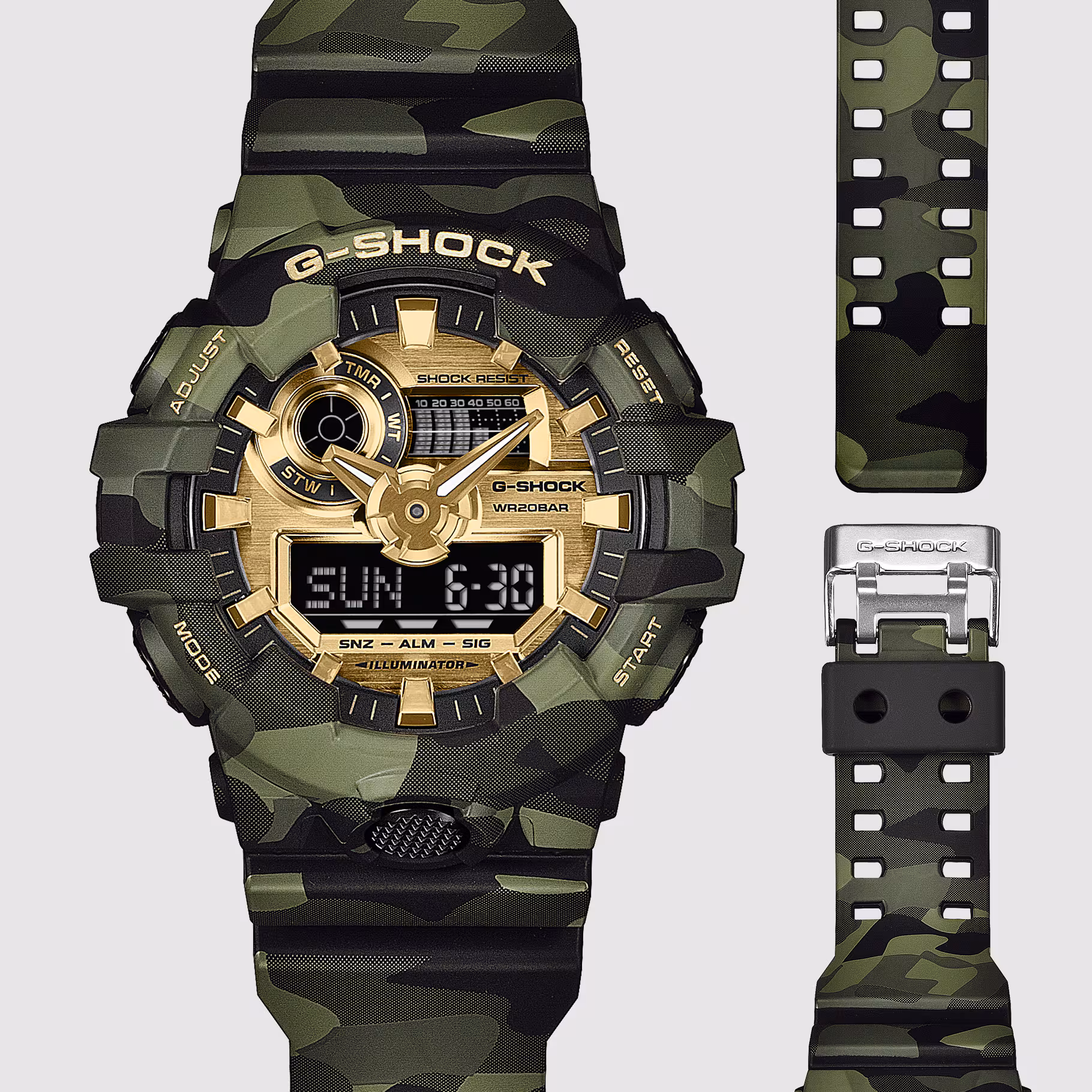 Reloj Casio G-Shock GA-700CMG-3ADR Hombre – Bold Camo Verde Dorado 200M – Casio Perú Reloj Casio G-Shock GA-700CMG-3ADR Hombre – Bold Camo Verde Dorado 200M - Imagen 5